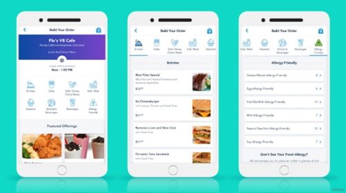Ordering food with the Disneyland app