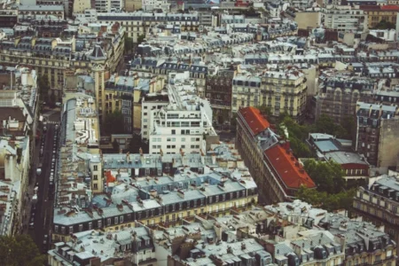 Paris and the Eiffel Tower in the distance