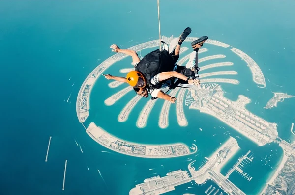 Skydiving over the Palm Dubai