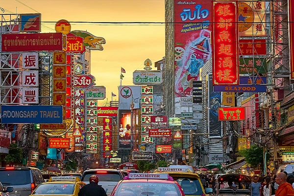 Bangkok and the colorful lights of city signs