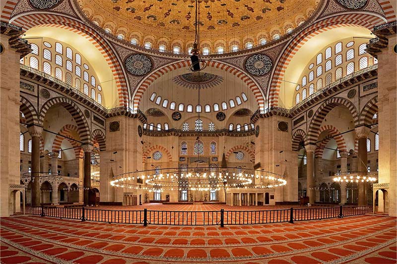 Interior view of the Suleymaniye Mosque